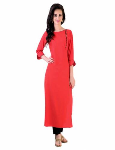 Velentino Trend Tomato Color Rayon Kurtis