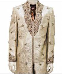 Heavy neck work groom sherwani