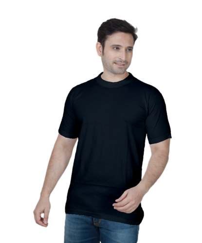 Black Round Neck T Shirt for Men by Jai Shankar And Sons