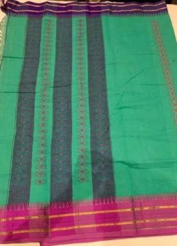 Fancy Green Bengal Cotton Saree  by Chindak textiles