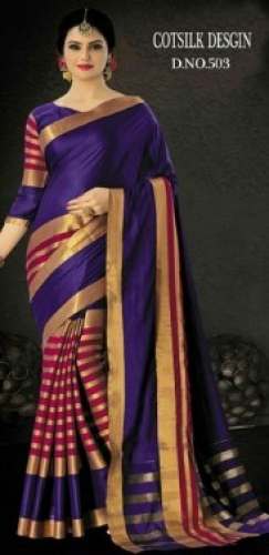 Trendy Silk Cotton Purple Saree  by Chindak textiles