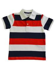 Strip Design polo Collar T shirt 