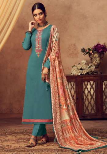 sea green color unstitched dress matrial by Bandhani Palace