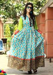 sky color anarkali kurti