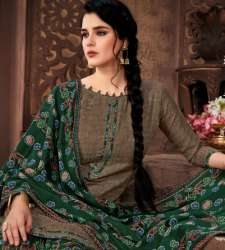 unstitched dress material with green dupatta