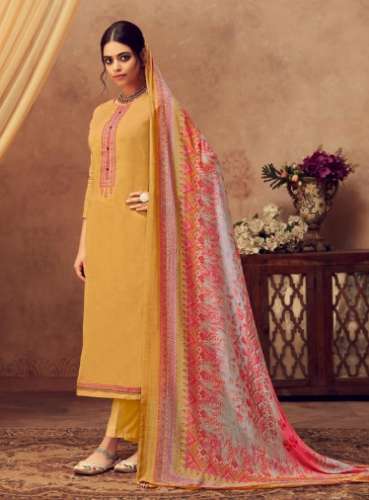 yellow plain dress material by Bandhani Palace