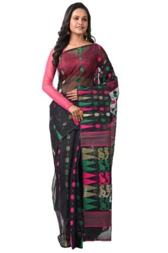 Designer black dhakai Jamdani saree