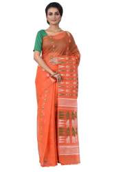 Designer Orange Jamdani saree