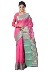 Designer Tussar silk Pink color saree