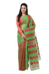 Fancy Jamdani Green Color Saree