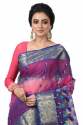 Fancy Pink and blue Tussar silk saree thumb 1