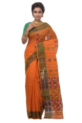 Ornage color Tant cotton saree by Adiohinimohankanjilal