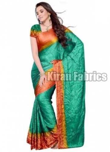 Plain Satin Silk Saree by Kiran Fabrics