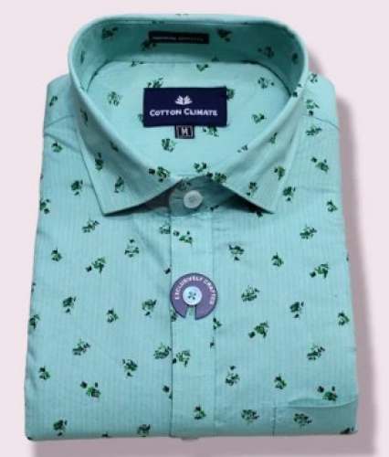 Turquoise Printed men Shirt  by Cotton Climate