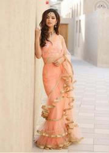 Fancy Net Ruffle Saree  by Sandhya Fashion