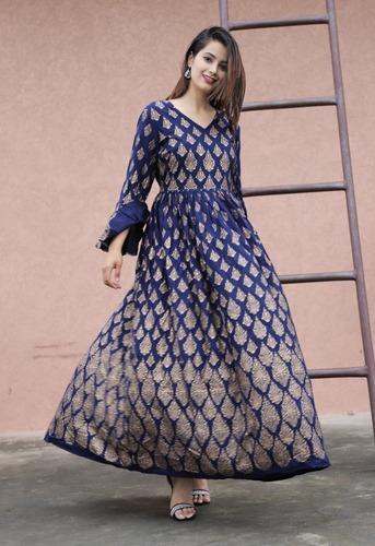 Rayon Gold Print Long kurti