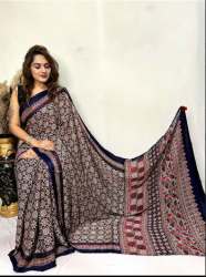 Fancy Ajrakh Print Modal Silk Saree For Women