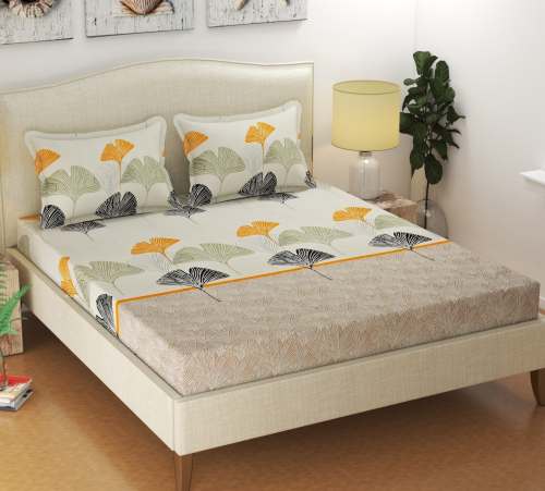 Double Bed Floral Bedsheet Cream Color Combination