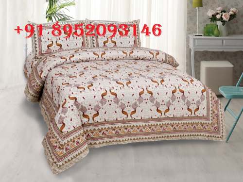 Double Bed King Size Cotton Printed Bedsheet 