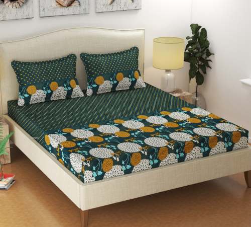 Double Bed Printed Bedsheet Dark Floral Sheet