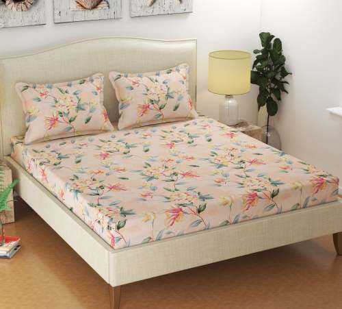 Double Bed Printed Bedsheet Pink Floral