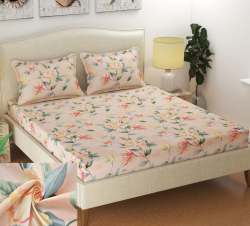 Double Bed Printed Bedsheet Pink Printed