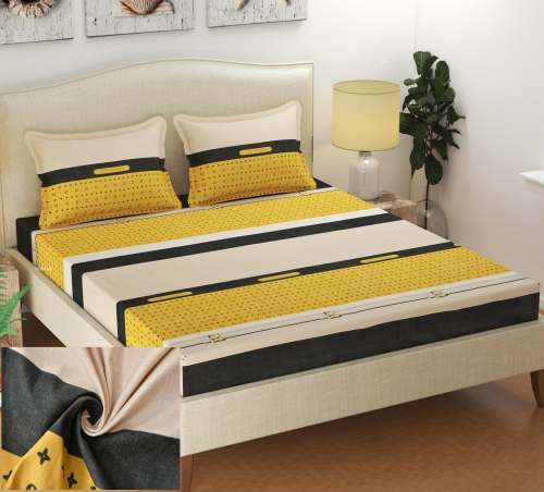 Double Bed Printed Elastic Bedsheet