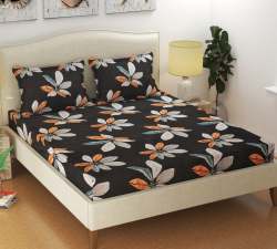 Double Bed Sheet Floral Dark Bedsheet 