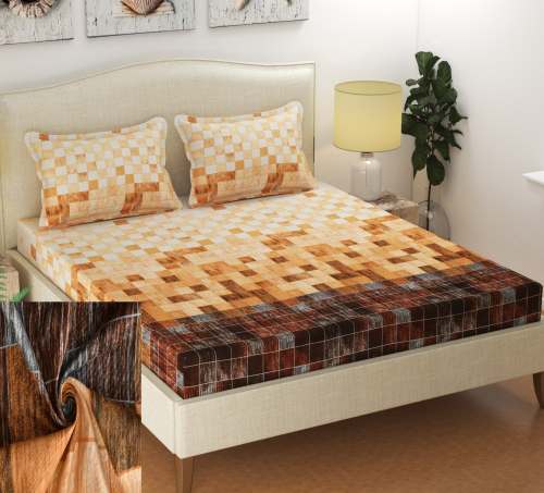 Elastic Double Bed Printed Bedsheet