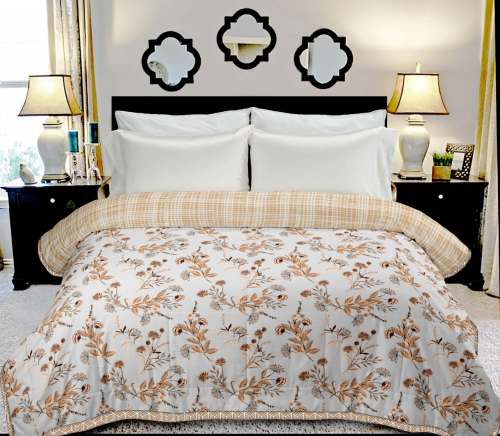 Gold Dohar Double Bed Printed Floral 