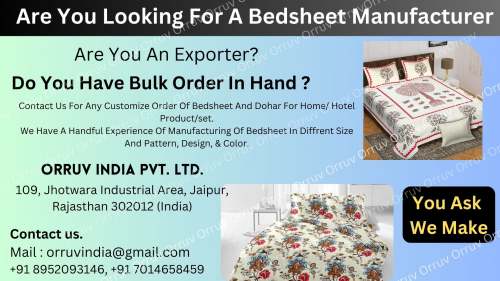 Premium Export Quality Cotton Bedsheets from Jaipur by Kanha Fashion
