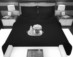  Rajasthani Sateen Striped Bedsheet black
