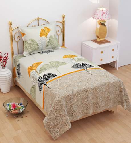 Single Bed Floral Cream Color Bedsheet 
