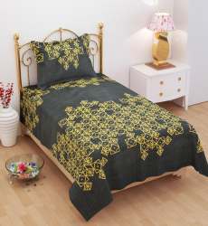 Single Bedsheet Golden Printed Bedsheet