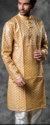 Beige Stitched Tusser Kurta