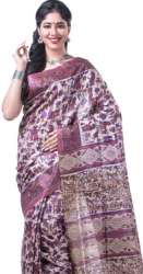 Cream And Pink Pure Ghicha Silk