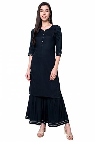 Buy Crazora Brand Rayon Plain Kurti Sharara Set by Crazora