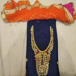 Blue Jaipur Bandhej Dress Material