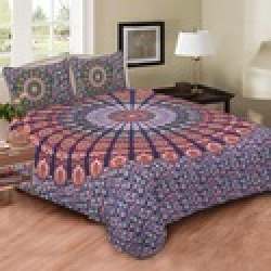 Indian Multi Naptol Peacock Print Duvet Cover