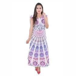 Indian White Peacock Mandala Kaftan