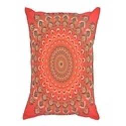 Red Peacock Badmeri Cushion Cover