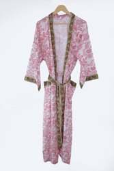 Trendy Pink Printed Kimono Dress