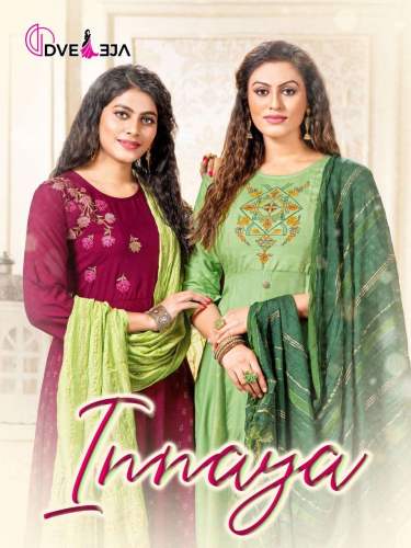 INNAYA BY DVEEJA HEAVY RAYON PRINT WORK WITH FANCY DUPATTA KURTI CATALOG by Innaya By Liza