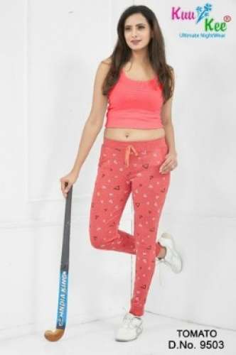 Peach Printed Girls Track Pant  by Anmol Hosiery