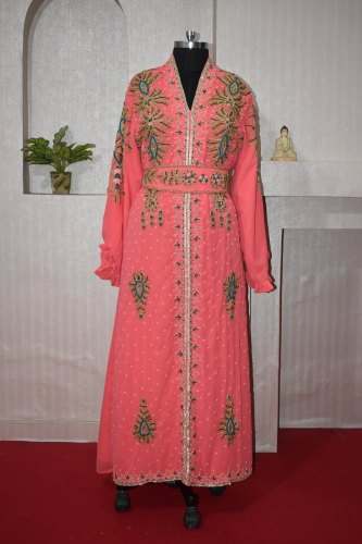 Arabic Pink Kaftan Abaya Dress by Rajgadhia handicraft