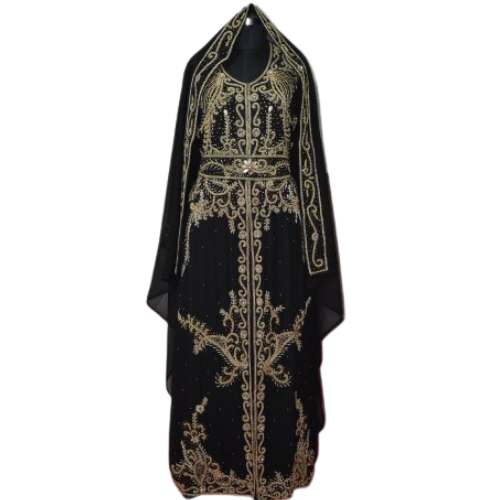 Black Heavy Beaded Abaya Kaftan  by Rajgadhia handicraft