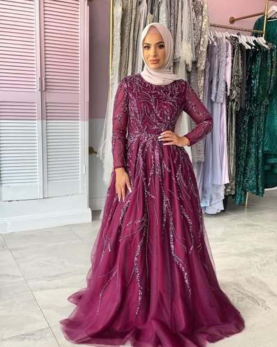 Full Embroidered Evening Western Gown