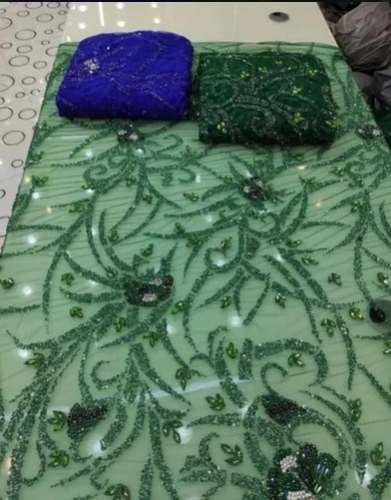 Hand Beaded Lace Fabric  by Rajgadhia handicraft