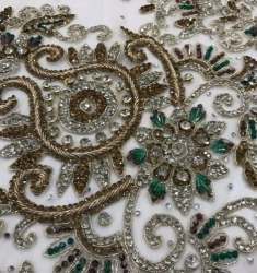 Tulle Net Hand Beaded Fabric 