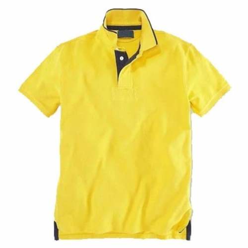 Mens Plain Yellow Half Sleeve T Shirt  by Clinch Knitwear